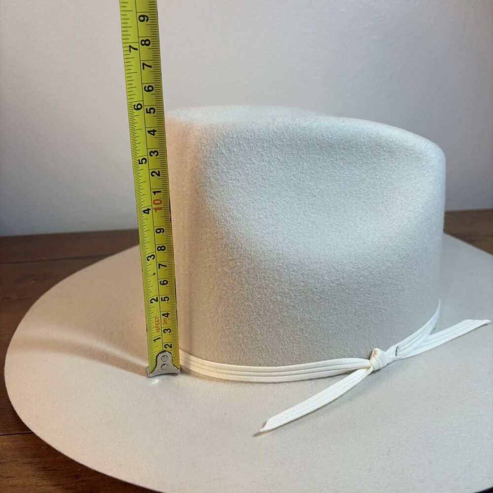 VTG Lanning Belleville Canada Wool Felt Western Cowboy Hat Cream Off-White 7 1/8 - Picture 3 of 11